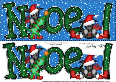 Large Dl Xmas Noel Scottie Dog Quick Card with 3D Decoupage