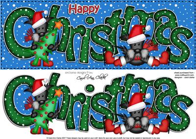 Large Dl Christmas Scottie Dog Quick Card with 3D Decoupage