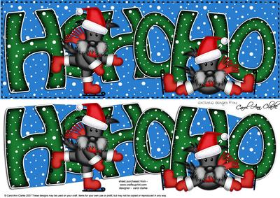 Large Dl Ho Ho Ho Scottie Dog Quick Card with 3D Decoupage