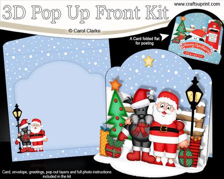 3D Pop Up Front Xmas Santa & Hamish Card Kit