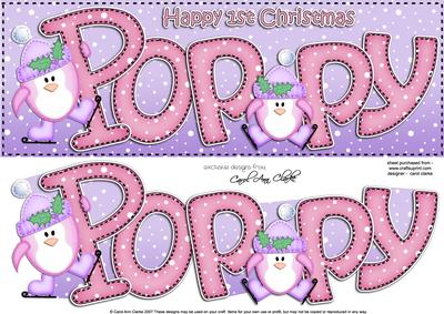 1st Xmas Large Dl Poppy Quick Card with Santa N 3D Decoupage