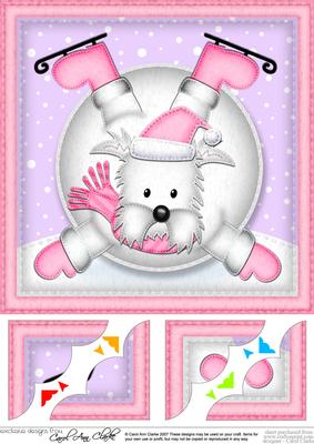 8 x 8 Xmas Oops Westie Dog Snowball Scalloped Corner Topper