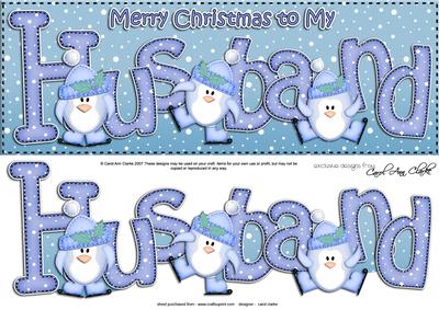 Large Dl Xmas Husband with Penguins Quick Card 3D Decoupage
