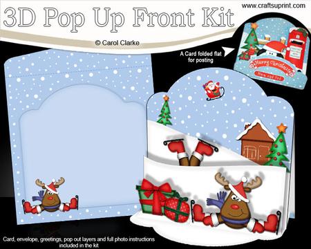 3D Pop Up Front Xmas Rudolph Card Kit