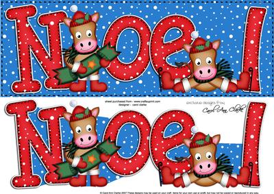 Large Dl Xmas Noel Gigi Horse Quick Card with 3D Decoupage