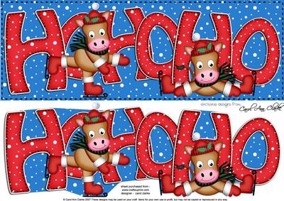 Large Dl Xmas Ho Ho Ho Gigi Horse Quick Card 3D Decoupage