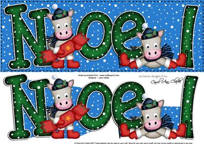 Large Dl Xmas Noel Gigi Horse Quick Card with 3D Decoupage