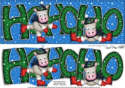 Large Dl Xmas Ho Ho Ho Gigi Horse Quick Card 3D Decoupage