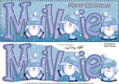 Xmas Large Dl Millie Quick Card N 3D Decoupage