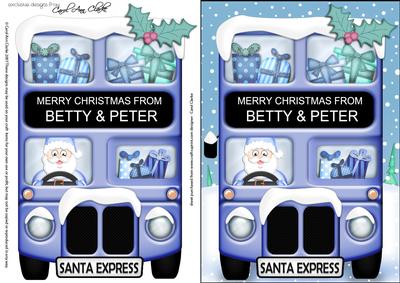 Xmas Santa Express Betty & Peter A5 Quick Card 3D Decoupage