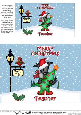 Christmas Skating Scottie Dog Teacher Chocolate Wrapper