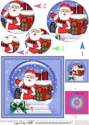 Xmas Rooftop Santa Snowglobe Circle Pyramage Topper