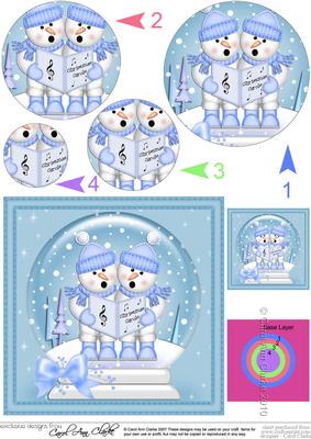 Xmas Singing Snowmen Snowglobe Circle Pyramage Topper