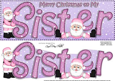 Large Dl Xmas Sister Quick Card 3D Decoupage