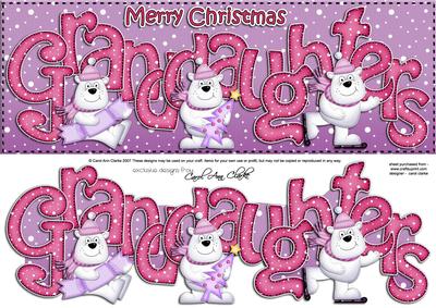 Large Dl Xmas Granddaughters Quick Card 3D Decoupage