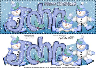Large Dl Xmas John Quick Card 3D Decoupage