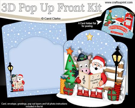 3D Pop Up Front Xmas Singing Santa & Gigi Card Kit