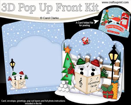 3D Pop Up Front Xmas Carol Singing Polar Bears Card Kit
