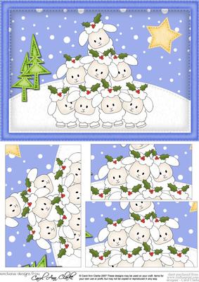 A5 Xmas Little Lambs Pyramage Topper
