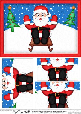 A5 Xmas Sledging Santa Pyramage Topper