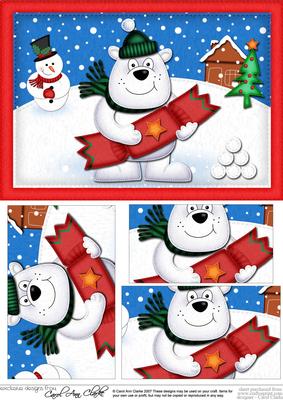 A5 Xmas Ben Polar Bears Cracker Pyramage Topper