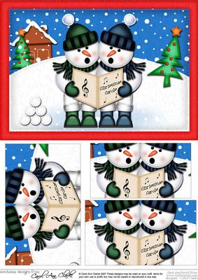 A5 Xmas Singing Snowmen Pyramage Topper