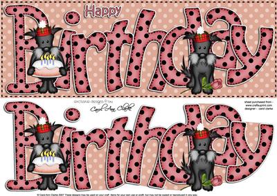 Large Dl Scottie Dog Happy Birthday Felties Quick Card