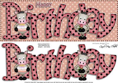 Large Dl Gigi Horse Happy Birthday Felties Quick Card