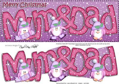 Large Dl Xmas Mum & Dad Quick Card N Decoupage