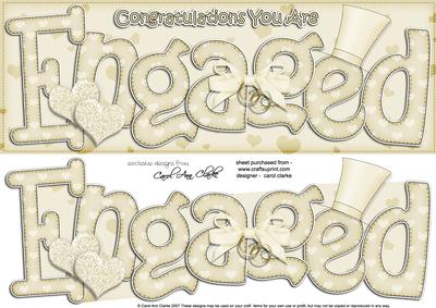 Large Dl Engagement Felties Quick Card with 3D Decoupage