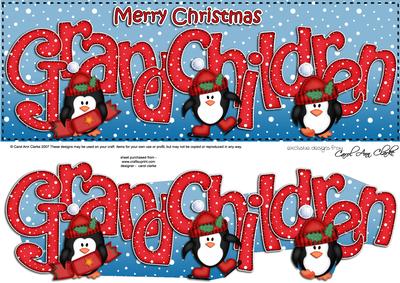 Large Dl Xmas Grandchildren Quick Card N Decoupage