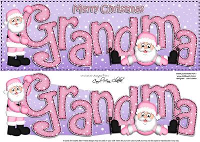Large Dl Xmas Grandma Quick Card 3D Decoupage