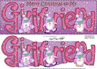 Large Dl Xmas Girlfriend Quick Card 3D Decoupage