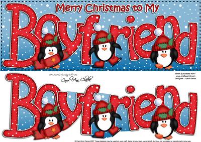 Large Dl Xmas Boyfriend Quick Card 3D Decoupage