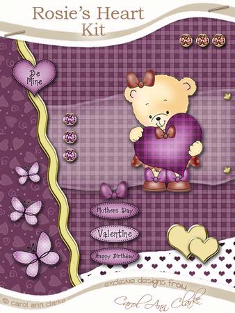 Rosie's Heart Kit in Raspberry with Step by Step Decoupage