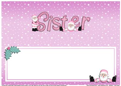 Large Dl Xmas Sister Quick Card 3D Decoupage