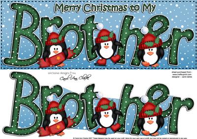 Large Dl Xmas Brother Quick Card 3D Decoupage