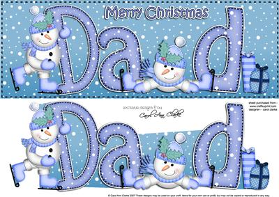 Large Dl Xmas Dad Quick Card 3D Decoupage