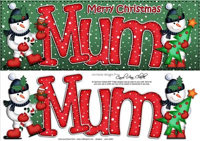 Large Dl Xmas Mum Quick Card 3D Decoupage