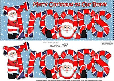 Large Dl Xmas to Our Uk Troops Quick Card 3D Decoupage