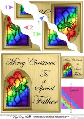 Religious Greeting Father Christmas Wavy Corner Topper