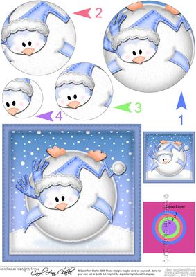 Xmas Oops Penguin Snowball Circle Pyramage Topper