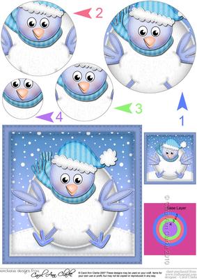 Xmas Oops Robin Snowball Circle Pyramage Topper
