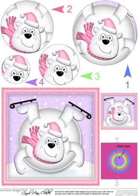 Xmas Oops Ben Polar Bear Snowball Circle Pyramage Topper