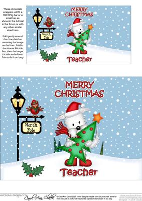 Christmas Westie Dog Teacher Chocolate Wrapper