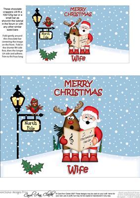 Xmass Singing Santa & Rudolph Wife Chocolate Wrapper