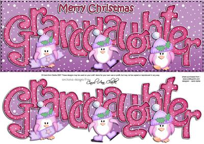 Xmas Large Dl Granddaughter Quick Card N 3D Decoupage