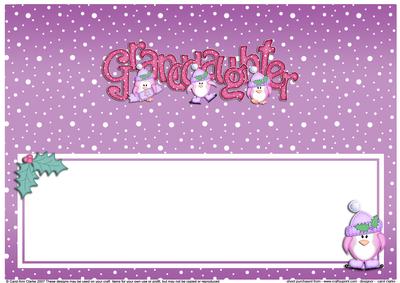Xmas Granddaughter Matching Large Dl Insert