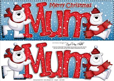 Xmas Large Dl Mum Quick Card N 3D Decoupage