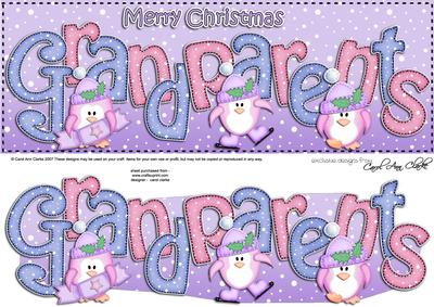 Xmas Large Dl Grandparents Quick Card N 3D Decoupage